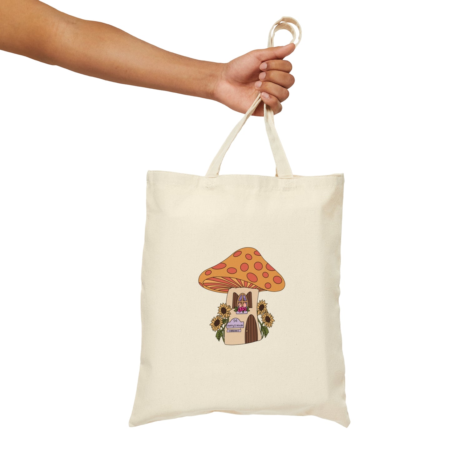 Mushroom House Cotton Canvas Tote Bag